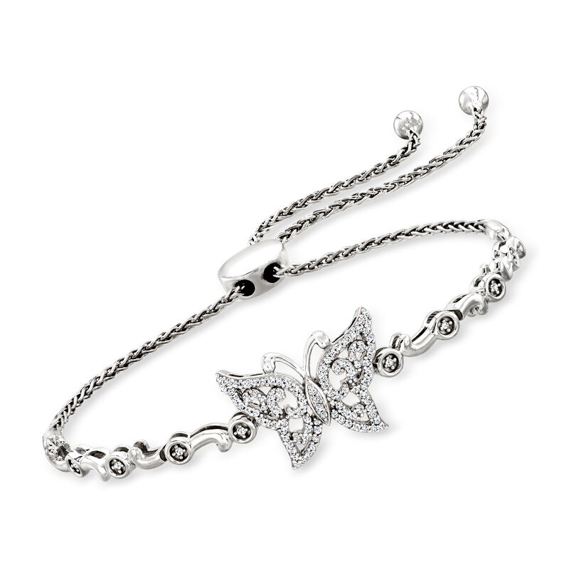 .30 ct. t.w. Diamond Butterfly Bolo Bracelet in Sterling Silver  image number 0