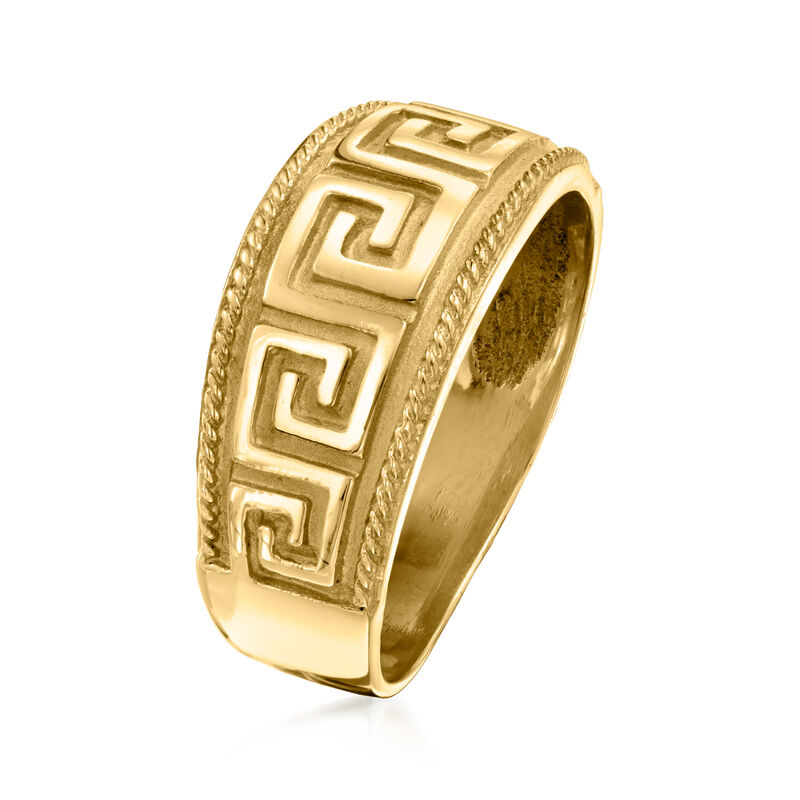 C. 1980 Vintage 14kt Yellow Gold Greek Key Ring image number 2