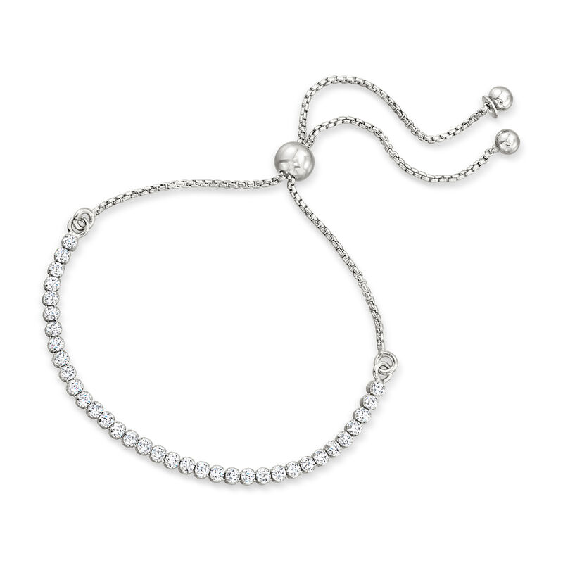 Italian Sterling Silver and 1.58 ct. t.w. CZ Jewelry Set: Three Bolo Bracelets  image number 3