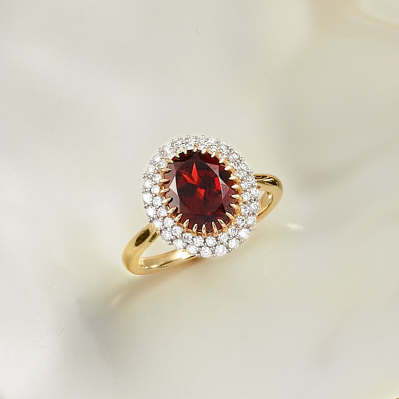 3.00 Carat Garnet and .48 ct. t.w. Diamond Ring in 14kt Yellow Gold image number 3