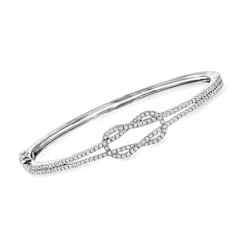 .95 ct. t.w. Diamond Knot Bangle Bracelet in Sterling Silver image number 0