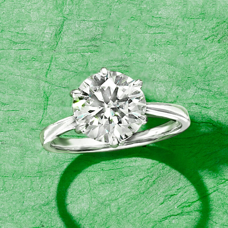 3.00 Carat Moissanite Solitare Ring in Sterling Silver image number 3