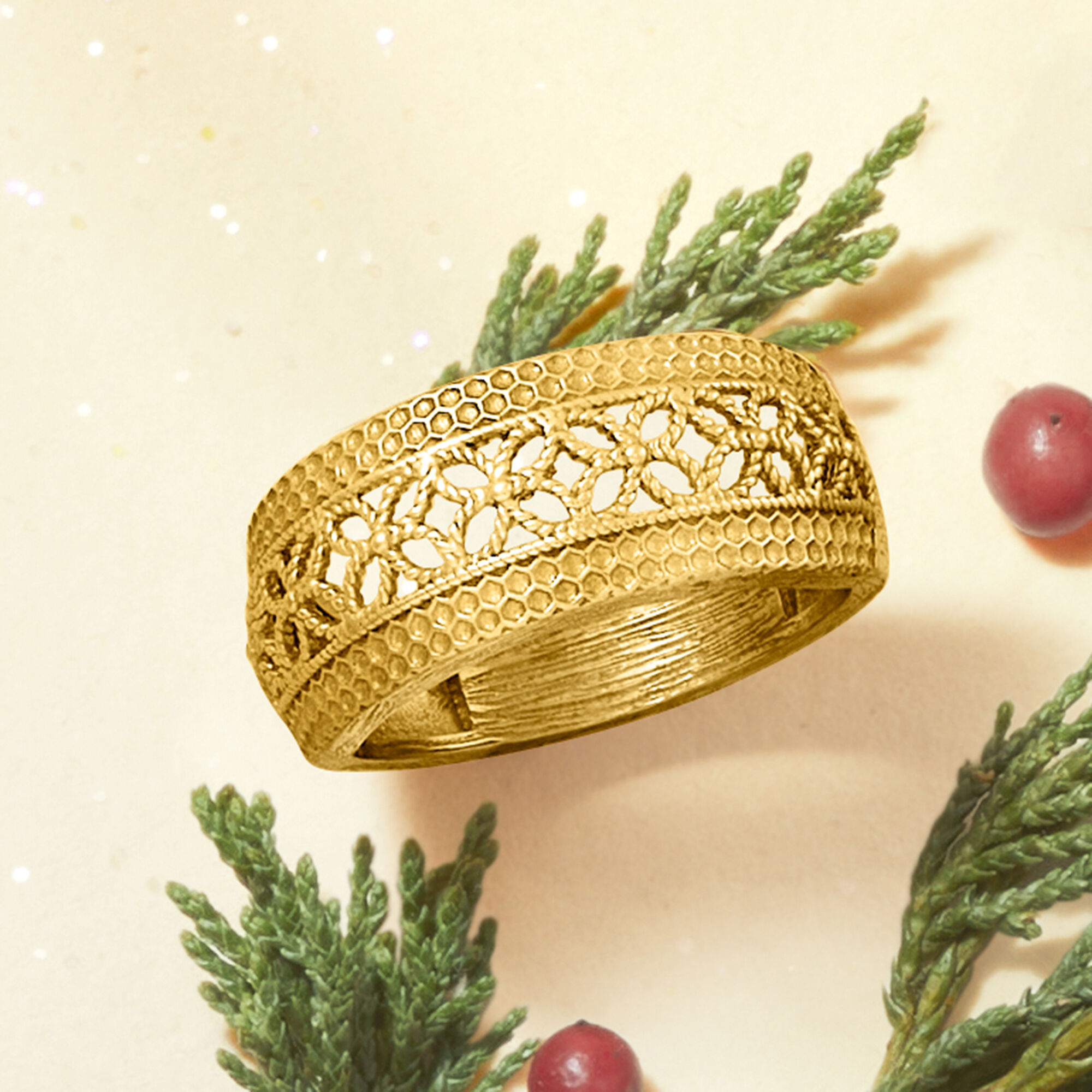 18kt Gold Over Sterling Floral Filigree Ring