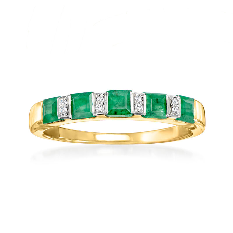 .70 ct. t.w. Emerald Ring with Diamonds in 18kt Gold Over Sterling image number 0