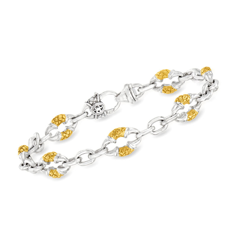 C. 1990 Vintage Scott Kay Sterling Silver and 18kt Yellow Gold Oval-Link Bracelet image number 0