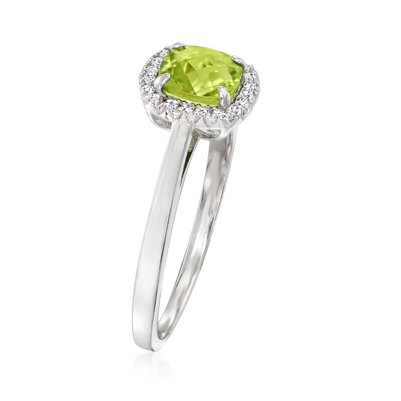 1.00 Carat Peridot and .10 ct. t.w. White Topaz Ring in Sterling Silver image number 2