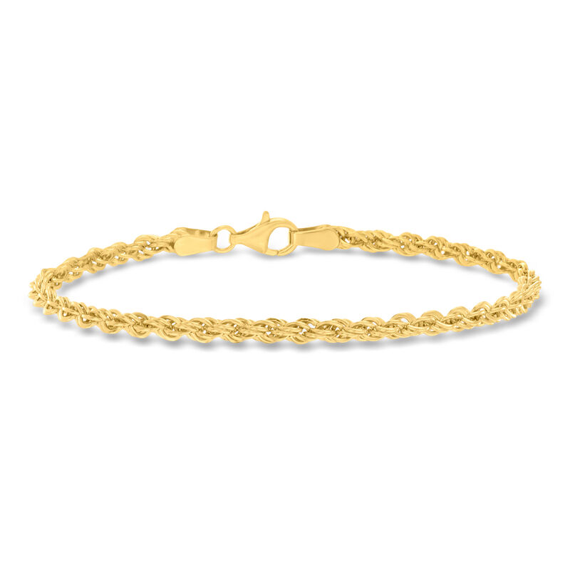 3mm 18kt Gold Over Sterling Rope-Chain Bracelet image number 0
