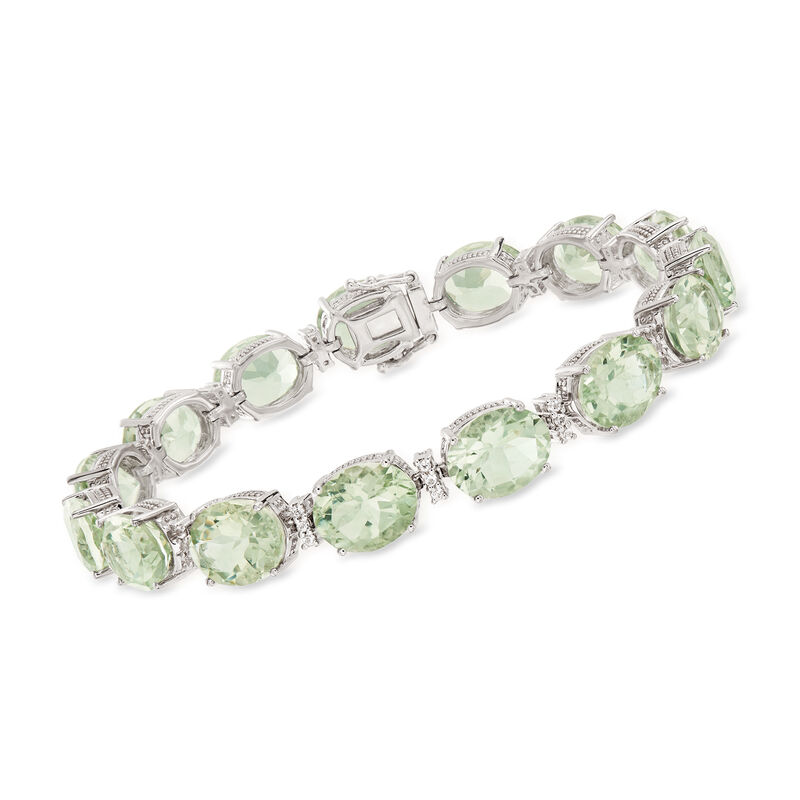35.00 ct. t.w. Prasiolite and .40 ct. t.w. White Topaz Bracelet in Sterling Silver image number 0
