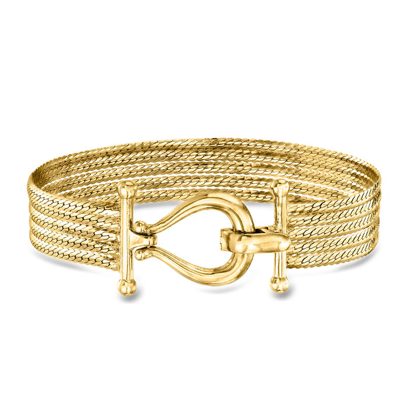 18kt Gold Over Sterling Multi-Strand Cuban-Link Bracelet image number 0