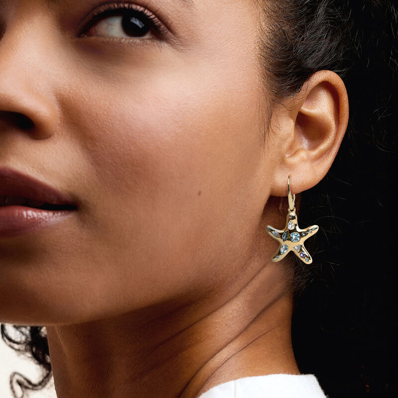 2.37 ct. t.w. Multi-Gemstone Starfish Drop Earrings in 18kt Gold Over Sterling image number 1