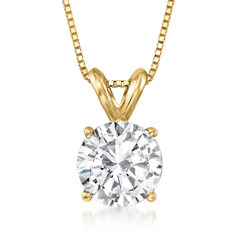 1.50 Carat Diamond Solitaire Necklace in 14kt Yellow Gold image number 0