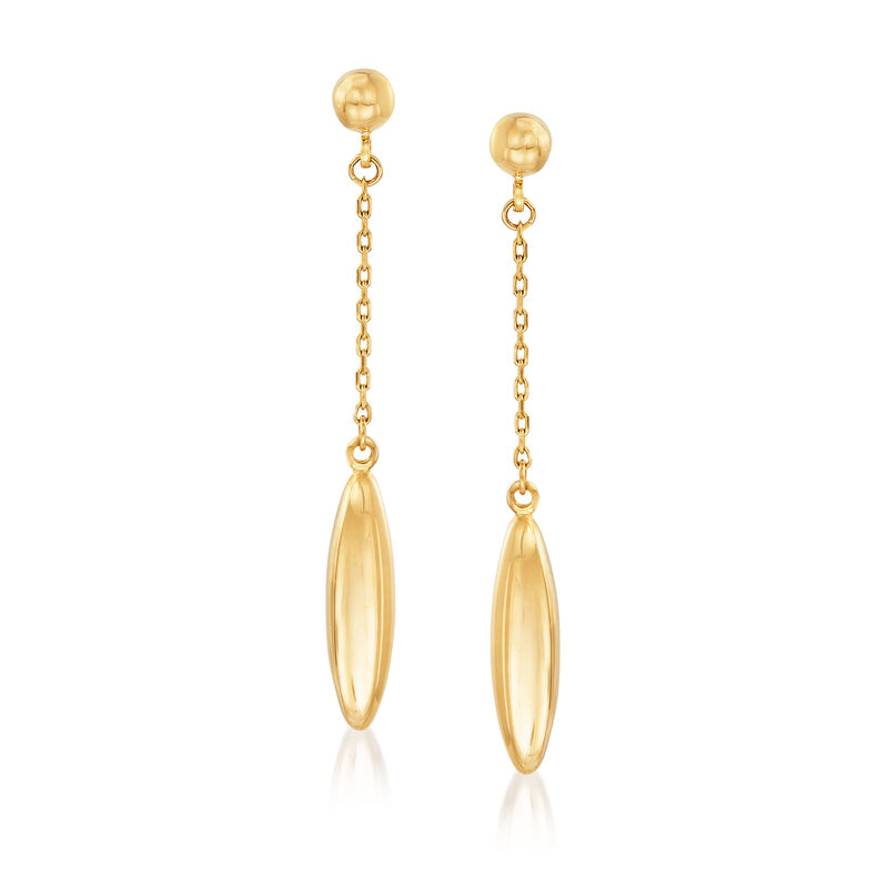 14kt Yellow Gold Oval Bead Drop Earrings image number 0