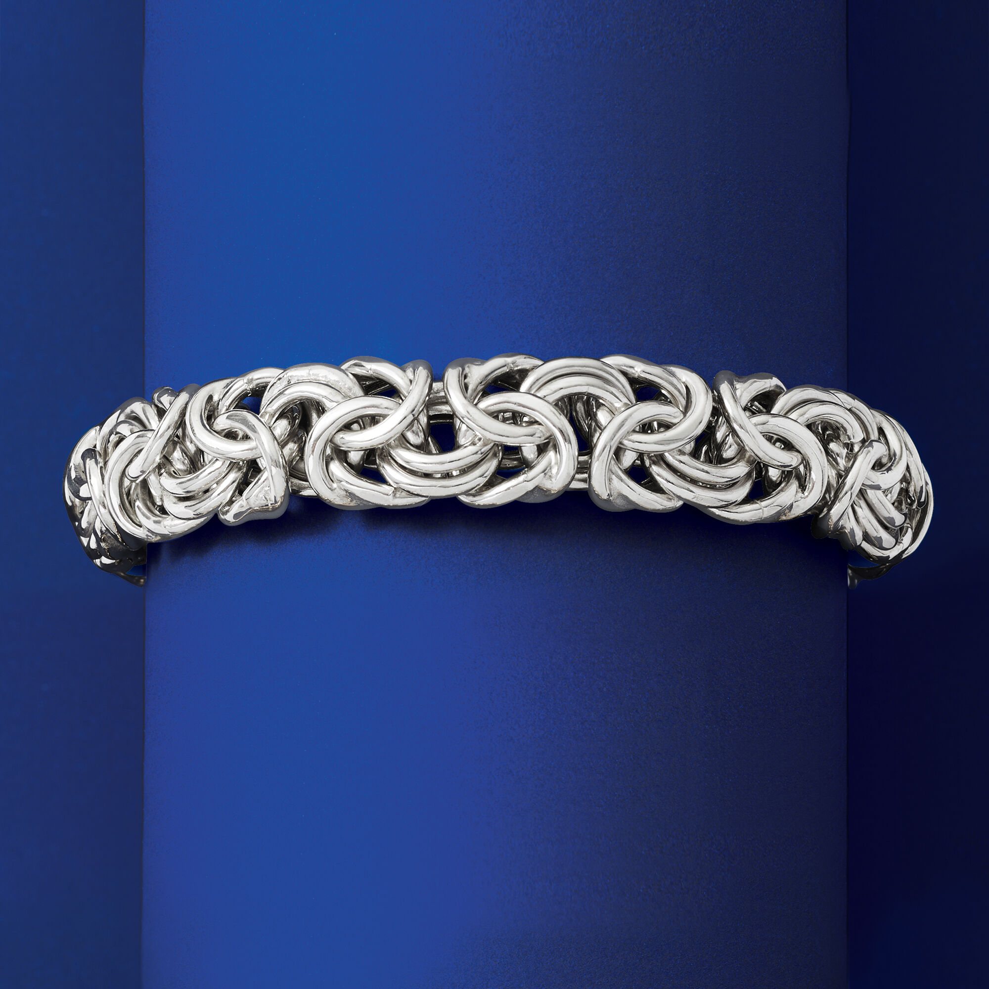 Italian Sterling Silver Large Byzantine Bracelet