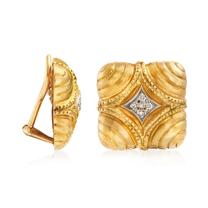 C. 1980 Vintage .20 ct. t.w. Diamond Shield Clip-On Earrings in 18kt Yellow Gold image number 2