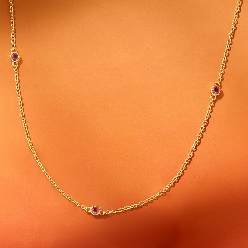 .30 ct. t.w. Ruby Station Necklace in 14kt Yellow Gold image number 2