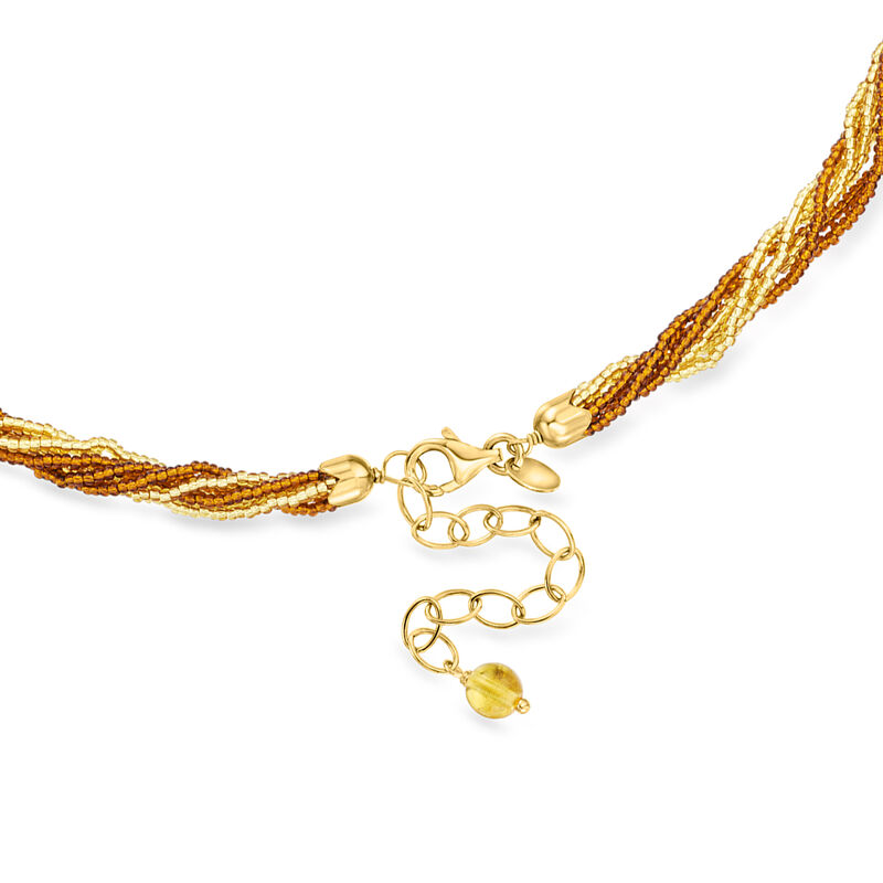Italian Leopard-Print Murano Glass Bar and Multi-Strand Bead Necklace with 18kt Gold Over Sterling. 18&quot; image number 2