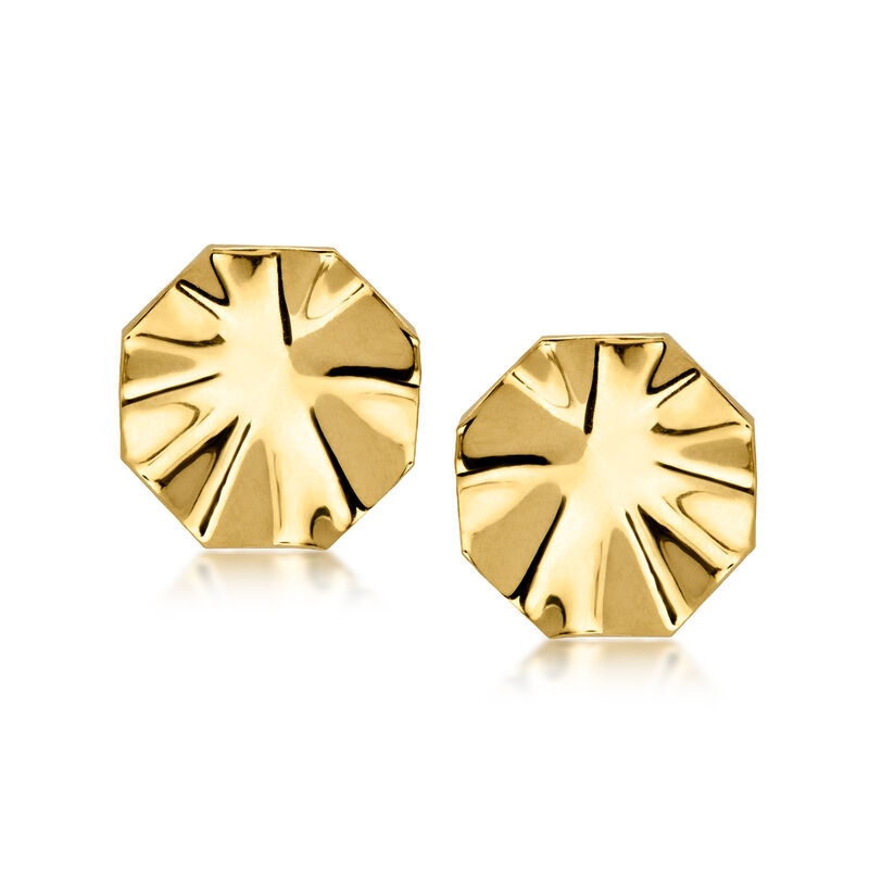 Italian 10kt Yellow Gold Rippled Stud Earrings  image number 0