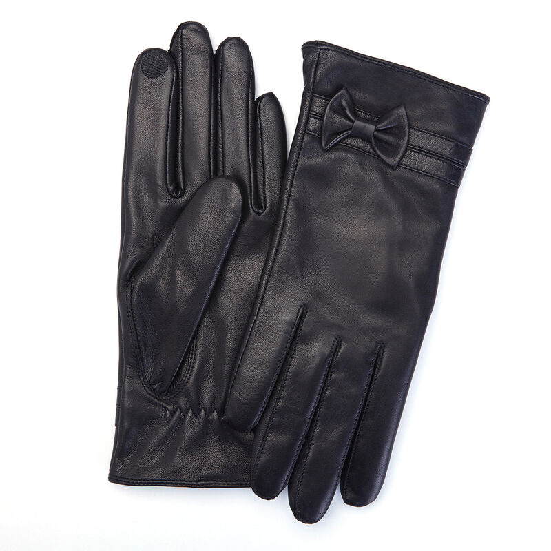 Royce Black Leather Bow Gloves image number 0