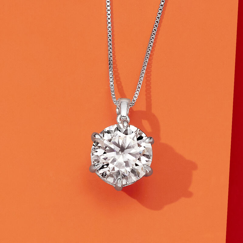 4.00 Carat Moissanite Solitaire Pendant Necklace in Sterling Silver image number 3