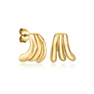 Italian 14kt Yellow Gold Three-Row Puffed Earrings