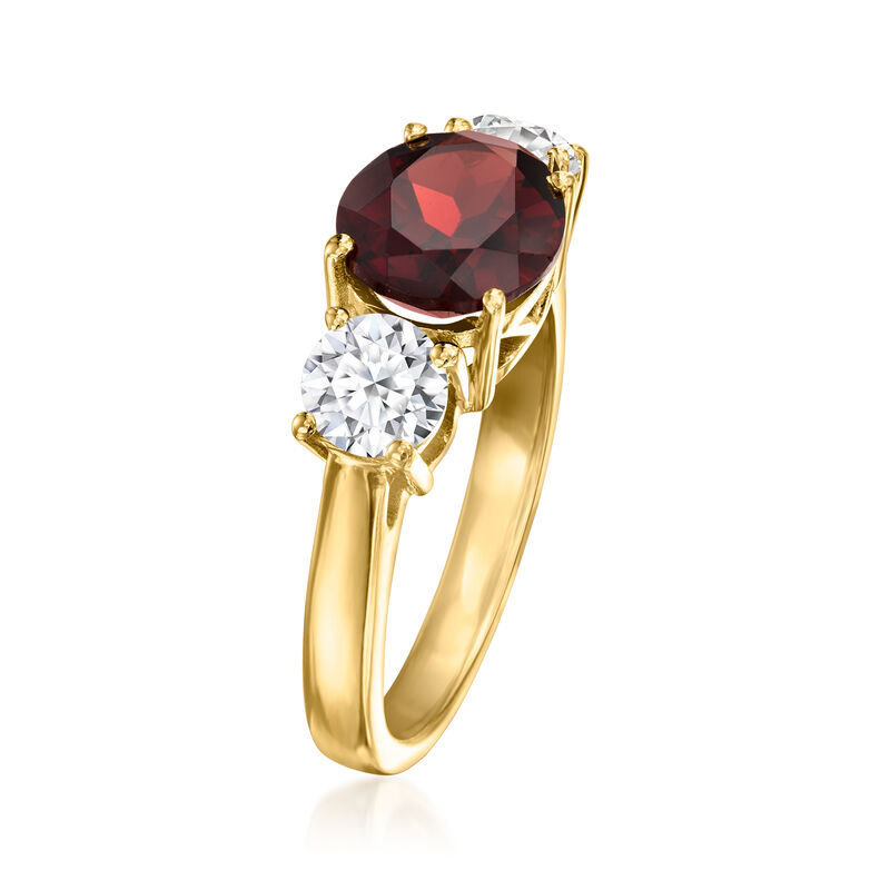 2.50 Carat Garnet Ring with 1.00 ct. t.w. Lab-Grown Diamonds in 18kt Gold Over Sterling image number 2