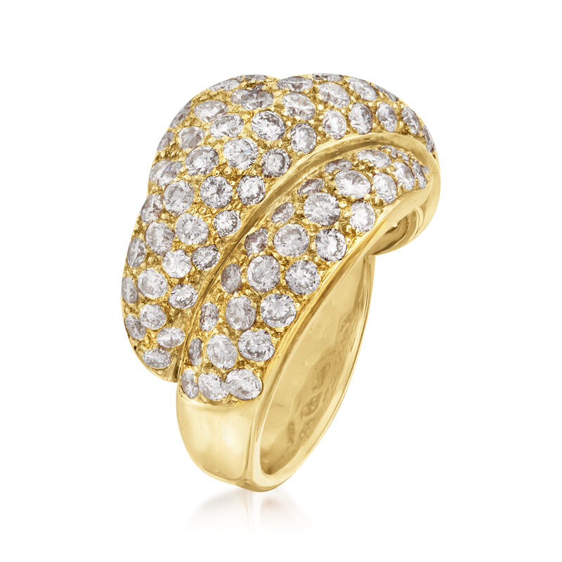 C. 1980 Vintage 3.00 ct. t.w. Diamond Bypass Ring in 18kt Yellow Gold image number 2
