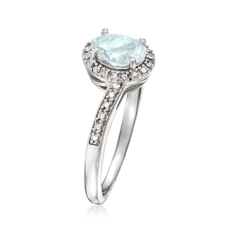 .70 Carat Aquamarine Ring with Diamonds in Sterling Silver image number 2