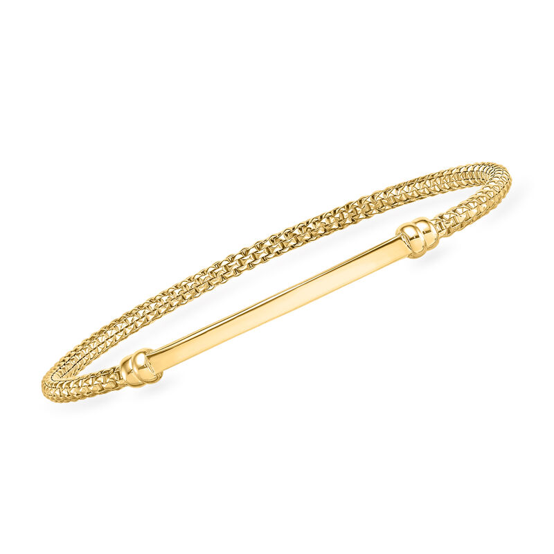 Italian 18kt Yellow Gold Popcorn-Chain Bar Bracelet. 7" image number 0