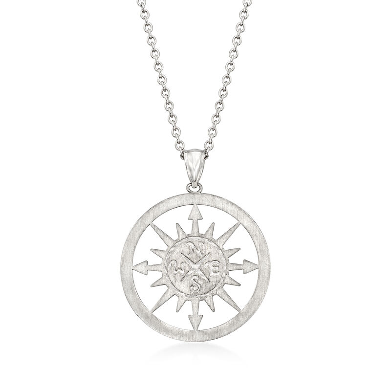 Sterling Silver &quot;Lost Without You&quot; Compass Pendant Necklace image number 3