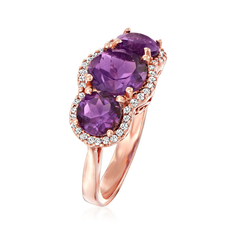 3.80 ct. t.w. Amethyst Ring with .23 ct. t.w. Diamonds in 14kt Rose Gold image number 2