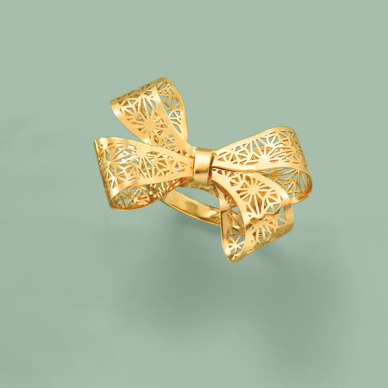 Italian 14kt Yellow Gold Filigree Bow Ring image number 5
