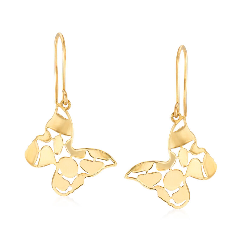 Italian 14kt Yellow Gold Butterfly Drop Earrings image number 0