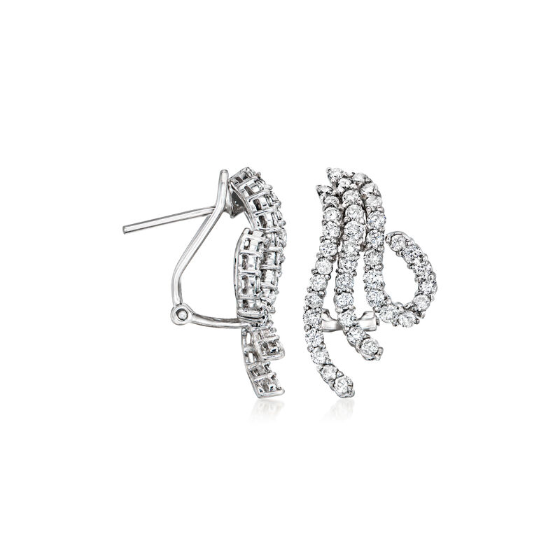 C. 1990 Vintage 2.50 ct. t.w. Diamond Curvy Earrings in 18kt White Gold image number 2