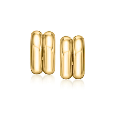 14kt Yellow Gold Two-Row Puffed C-Hoop Earrings