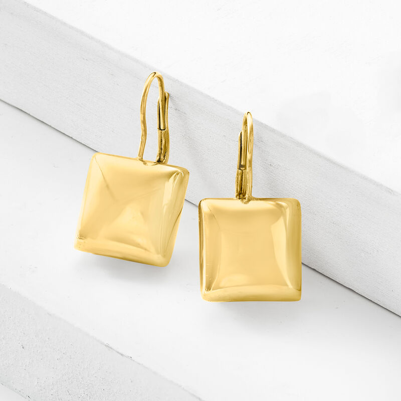 Italian 18kt Gold Over Sterling Square Drop Earrings image number 3