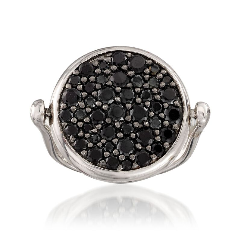 Italian Sterling Silver Flip Ring with 1.70 ct. t.w. Black Spinels and Genuine 50-Lira Micro Coin image number 0