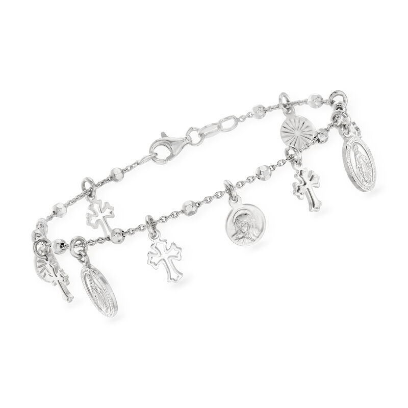 Italian Sterling Silver Religious Charm Bracelet image number 2