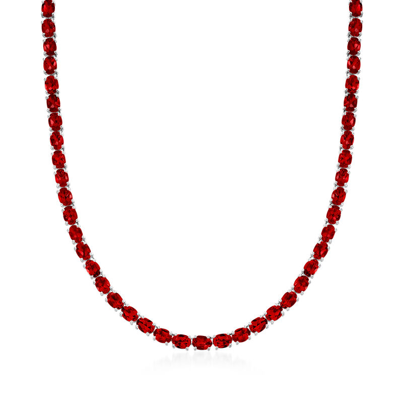 50.00 ct. t.w. Garnet Tennis Necklace in Sterling Silver image number 0