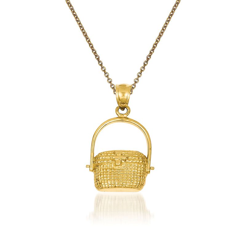 14kt Yellow Gold Nantucket Basket Pendant Necklace. 18&quot; image number 0