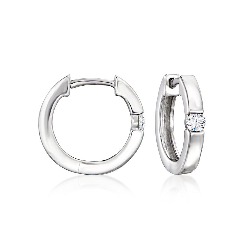 .10 ct. t.w. Diamond Hoop Earrings in Sterling Silver. 1/2&quot; image number 0