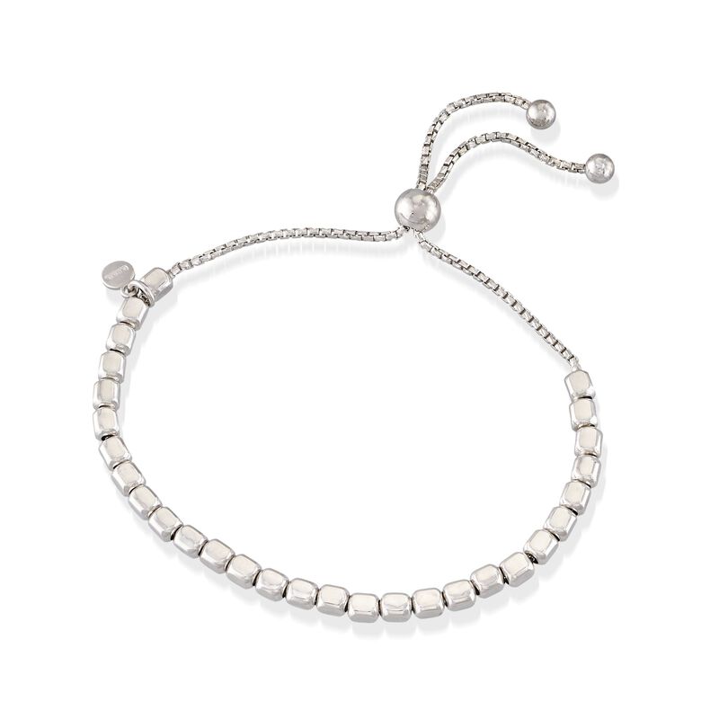 Italian Sterling Silver Square Bead Bolo Bracelet image number 3