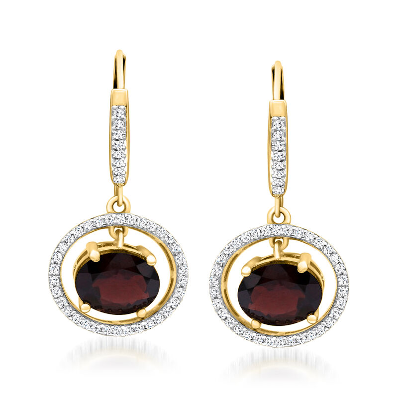 4.40 ct. t.w. Garnet Drop Earrings with .40 ct. t.w. White Topaz in 18kt Gold Over Sterling  image number 0