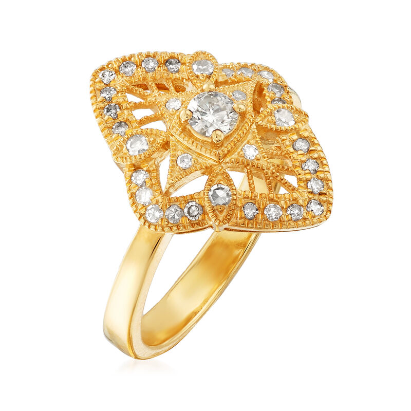 .49 ct. t.w. Diamond Openwork Ring in 18kt Gold Over Sterling image number 3