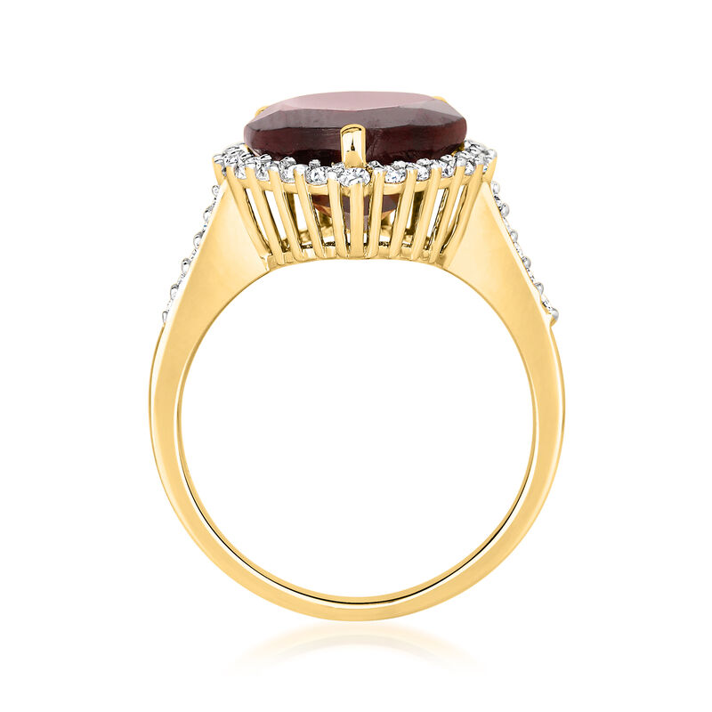 5.00 Carat Garnet Heart Ring with .60 ct. t.w. White Topaz in 18kt Gold Over Sterling image number 1