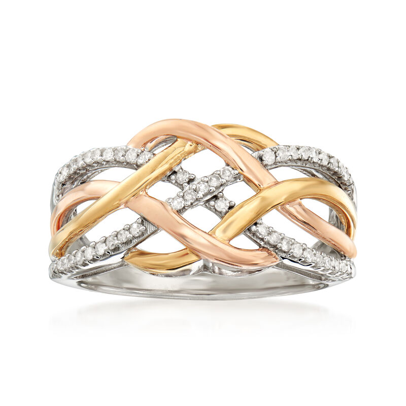 .20 ct. t.w. Diamond Crisscross Ring in Sterling Silver and 18kt Gold Over Sterling image number 0