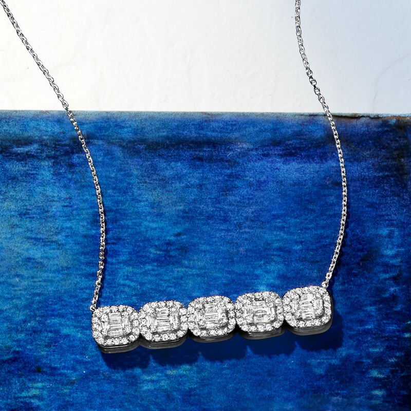 1.00 ct. t.w. Diamond Cluster Necklace in Sterling Silver. 18" image number 2