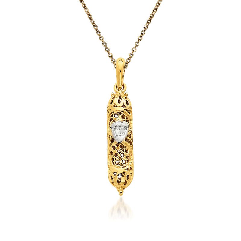 14kt Two-Tone Gold Mezuzah Pendant Necklace. 18&quot; image number 0