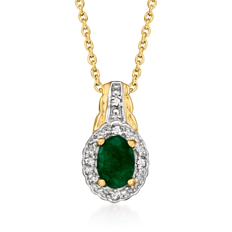1.50 ct. t.w. Emerald Jewelry Set with White Topaz: Earrings and Pendant Necklace in 18kt Gold Over Sterling image number 3