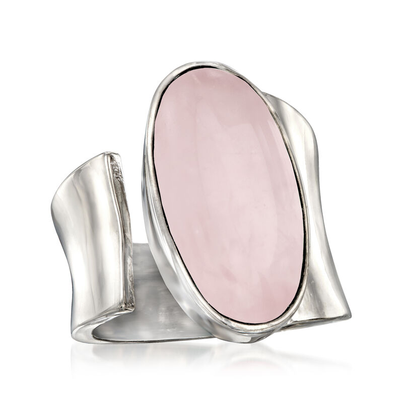 16.00 Carat Rose Quartz Wrap Ring in Sterling Silver image number 3
