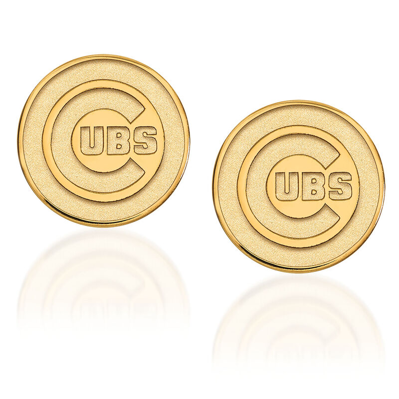 14kt Yellow Gold MLB Chicago Cubs Extra Small Stud Earrings image number 1